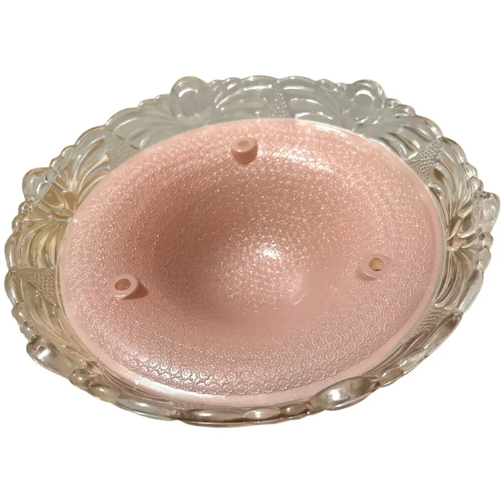 Antique Art Deco Pink Glass Ceiling Light Shade Globe 3 Hole Fixture 10